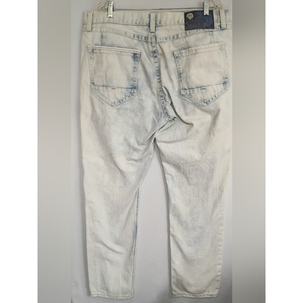 Heritage American Acid Washed Jeans Men's Sz 42/34 Straight Leg Distressed 1776 - Picture 3 of 14